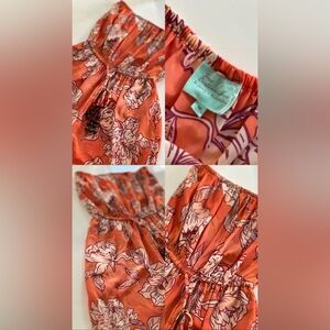 Orange Floral Print cover up jumpsuit